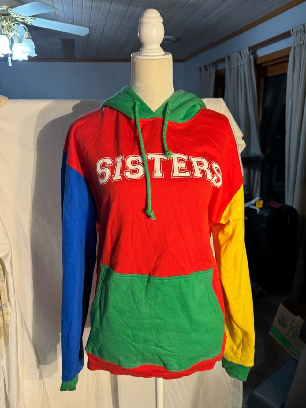 Sisters Colorblock Pullover Hoodie - Red, Green, Blue, Yellow